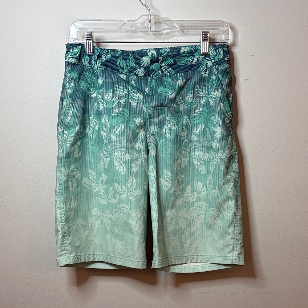 art class Teal to Mint Ombre Palm-Print Swim Trunks